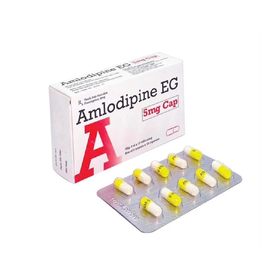 Amlodipine 5mg EG Pyme (H/30v) - Thuốc điều trị tăng huyết áp, đau thắt ngực (3 vỉ x 10 viên) | Pymepharco